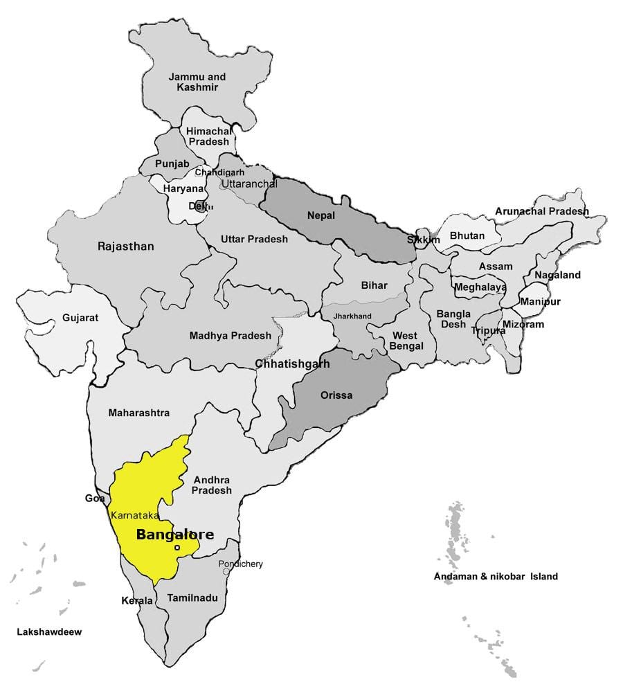 kaart van Bangalore, indië