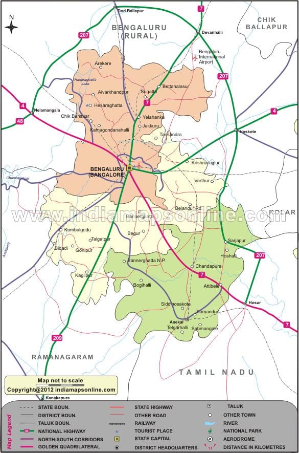 kaart van Bangalore noord