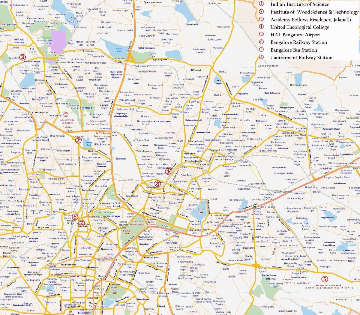 roete kaart Bangalore