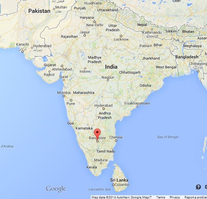 Banglore in die kaart van indië
