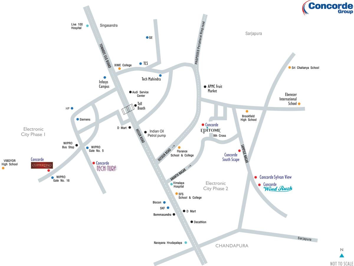 kaart van elektroniese stad Bangalore