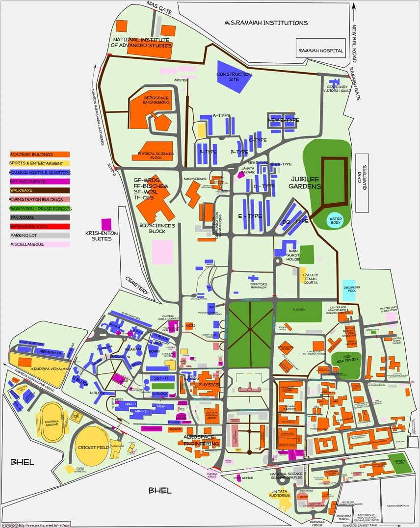 kaart van IISC Bangalore