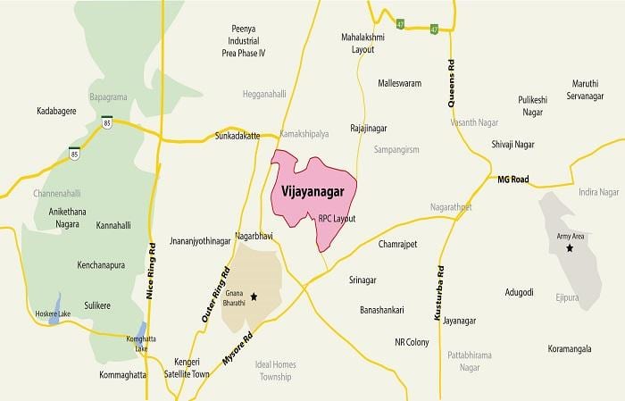kaart van Vijayanagar Bangalore